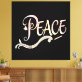 A beautiful, flowing script of the word "Peace" fe Leinwanddruck (Insitu (Wohnzimmer))