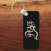 A beautiful, flowing script of the word "Peace" fe Schlüsselanhänger (Vorderseite)