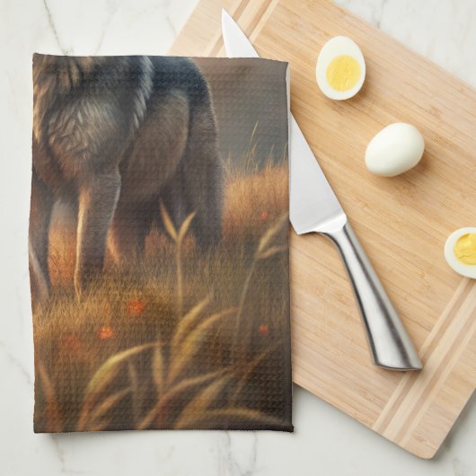 A Beautiful Forest Wolf Geschirrtuch (Viertel Falte)