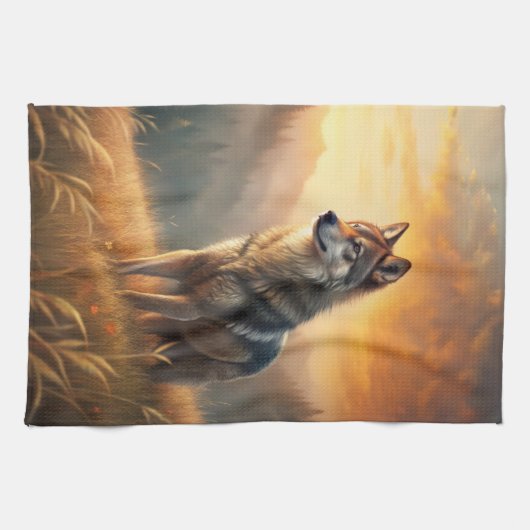 A Beautiful Forest Wolf Geschirrtuch (Horizontal)