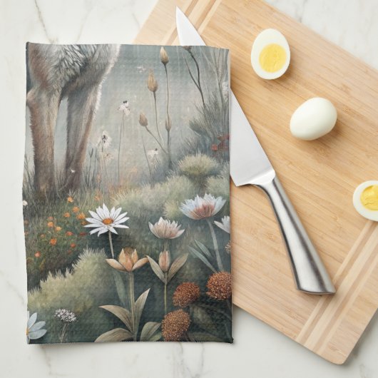 A Beautiful Forest Wolf Geschirrtuch (Viertel Falte)