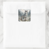 A Beautiful Forest Wolf Quadratischer Aufkleber (Tasche)