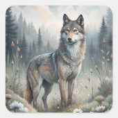 A Beautiful Forest Wolf Quadratischer Aufkleber (Vorderseite)