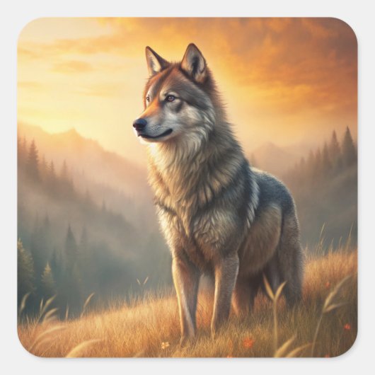 A Beautiful Forest Wolf Quadratischer Aufkleber (Vorderseite)