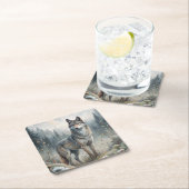 A Beautiful Forest Wolf Rechteckiger Pappuntersetzer (Vor Ort)