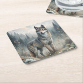 A Beautiful Forest Wolf Rechteckiger Pappuntersetzer (angewinkelt)