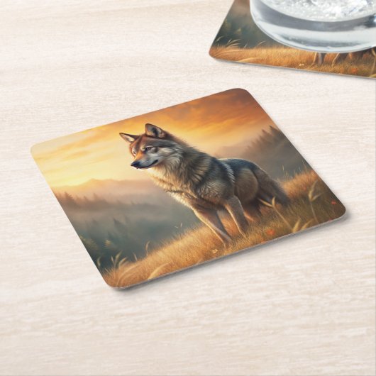 A Beautiful Forest Wolf Rechteckiger Pappuntersetzer (angewinkelt)