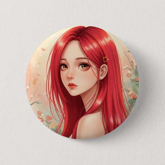 A beautiful girl exuding grace in nature button (Vorderseite)