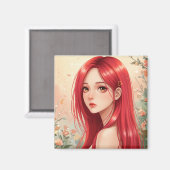 A beautiful girl exuding grace in nature magnet (Vorderseite/Rückseite)