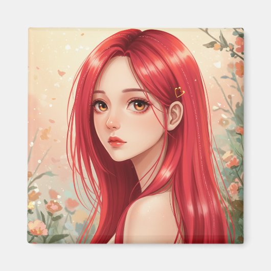 A beautiful girl exuding grace in nature magnet (Vorne)