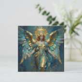 A Beautiful Gold and Turquoise Angel Blank Karte (Stehend Vorderseite)
