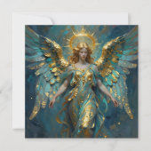 A Beautiful Gold and Turquoise Angel Blank Karte (Vorderseite)