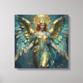 A Beautiful Gold and Turquoise Angel  Leinwanddruck
