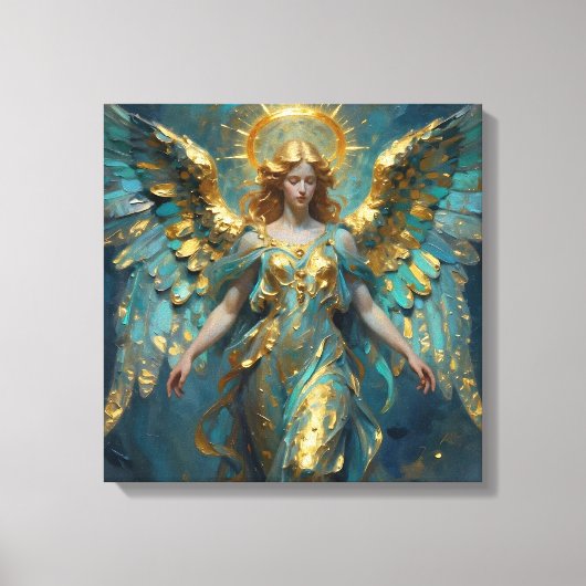 A Beautiful Gold and Turquoise Angel  Leinwanddruck (Vorderseite)