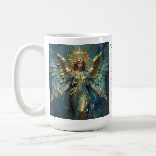 A Beautiful Gold and Turquoise Angel Personalized Kaffeetasse (Links)