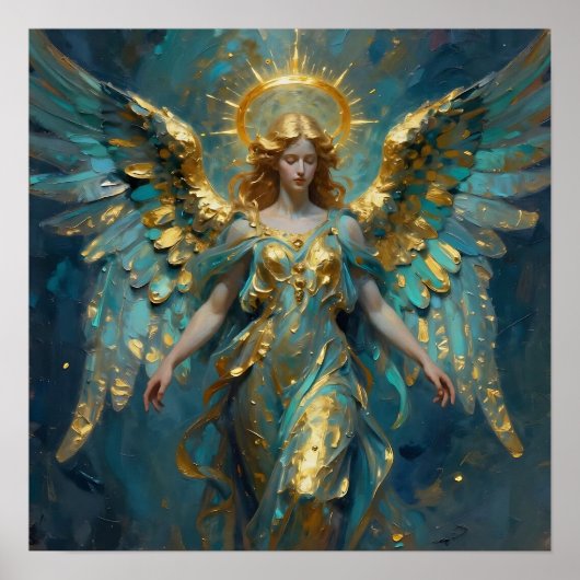 A Beautiful Gold and Turquoise Angel  Poster (Vorne)