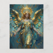 A Beautiful Gold and Turquoise Angel Postkarte (Vorderseite)