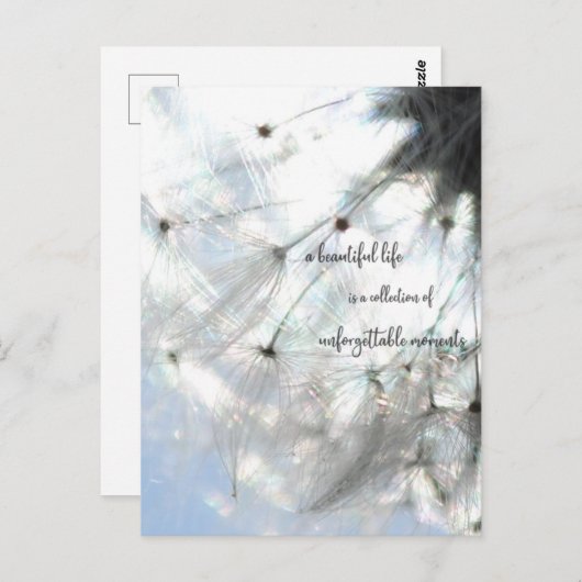 a beautiful life ... sprü che Löwenzahn Samen Postkarte (Vorne/Hinten)