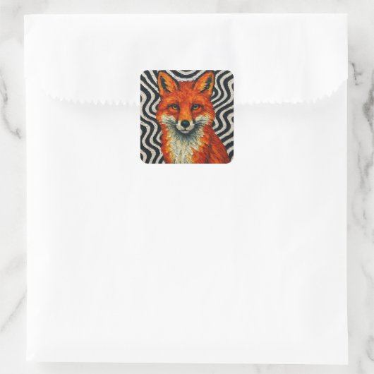 A beautiful red fox quadratischer aufkleber (Tasche)