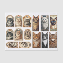 A Beautiful Set of Vintage Inspired Cat Tags Seidenpapier
