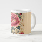 A Beautiful Shocking Pink Rose, Gold, Luxurious Jumbo-Tasse (Vorderseite Rechts)