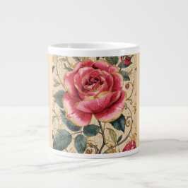 A Beautiful Shocking Pink Rose, Gold, Luxurious  Jumbo-Tasse