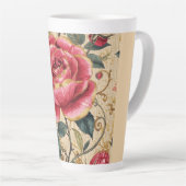 A Beautiful Shocking Pink Rose, Gold, Luxurious Milchtasse (Rechte Ecke)