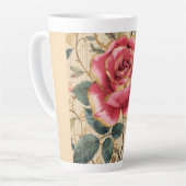 A Beautiful Shocking Pink Rose, Gold, Luxurious Milchtasse (Linke Ecke)