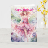A Beautiful Spring Fairy Birthday Karte (Gelbe Blume)