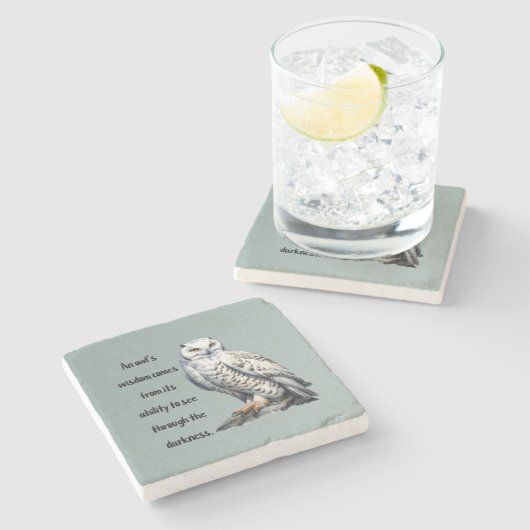 A beautiful white wise Owl Steinuntersetzer (Seitenansicht)