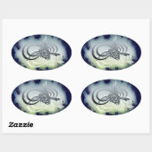 A beautifull bismillah on a cloudy blue background ovaler aufkleber (Blatt)