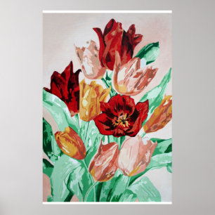 A Beautifully Bold Floral Bouquet of Tulips Poster