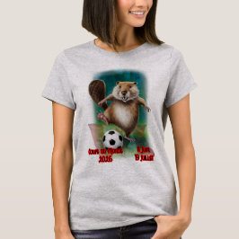 A beaver ready for the World Cup 2026 on a Grey T-Shirt