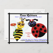 A* Bee and LadyBug Toons Visitenkarte Postkarte (Vorne/Hinten)