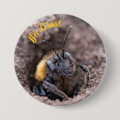 A bee on a badge button (Vorderseite)