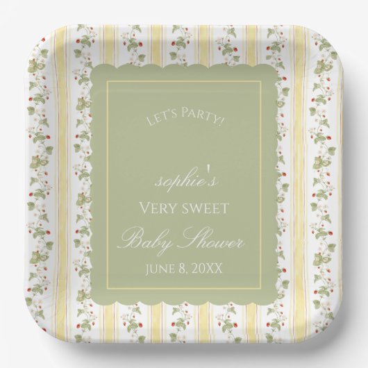 A berry sweet baby is on the way square pappteller (Vorderseite)