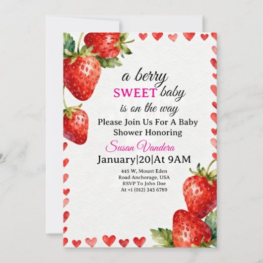 A Berry Sweet Baby Shower invitation Einladung (Vorderseite)