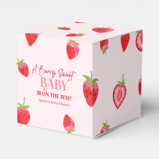A Berry Sweet Baby Strawberry Baby Shower Geschenkschachtel (Rückseite)