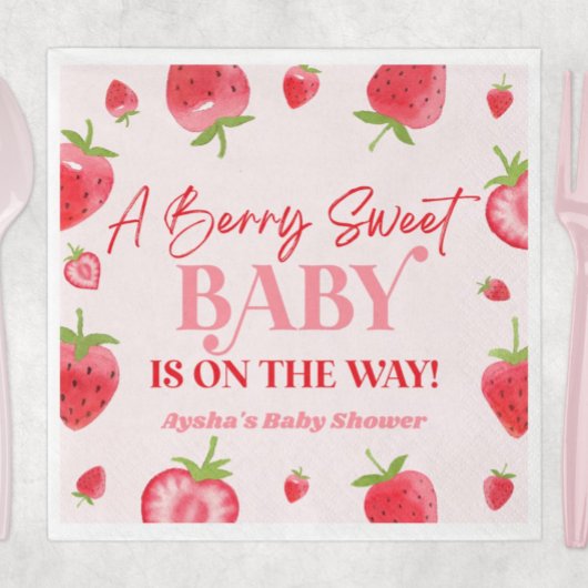 A Berry Sweet Baby Strawberry Baby Shower Serviette