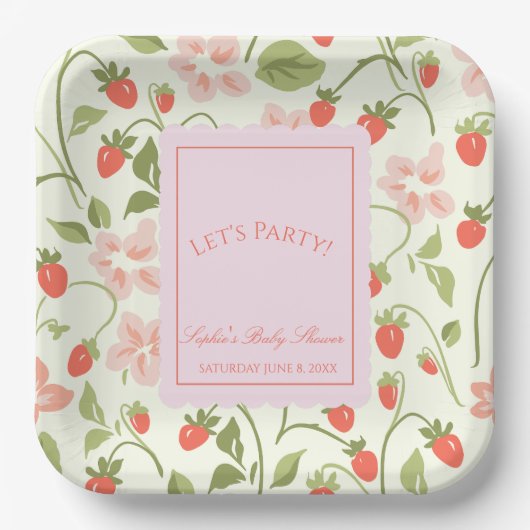 A berry sweet girl is on the way Baby Shower Pappteller (Vorderseite)
