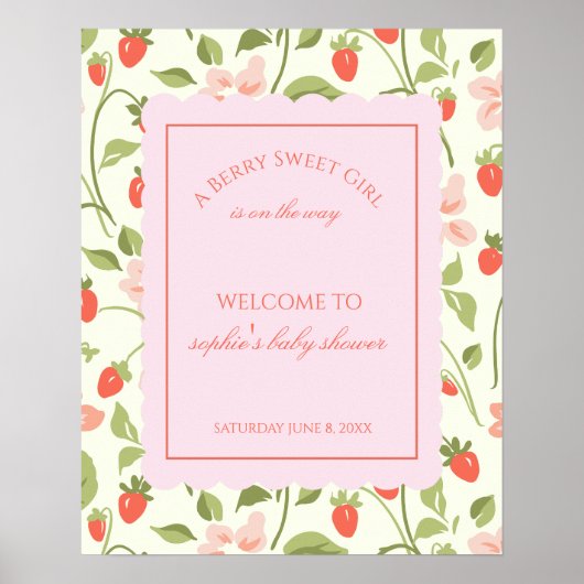 A berry sweet girl is on the way welcome sign poster (Vorne)