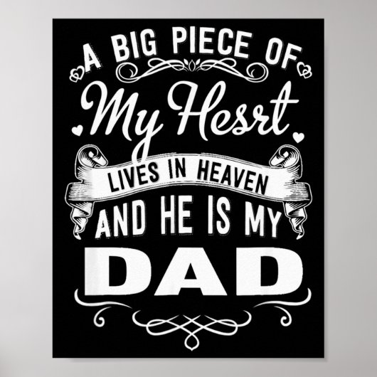 A Big Ece Of My Heart Live In Heaven Is My Dad Mem Poster (Vorne)