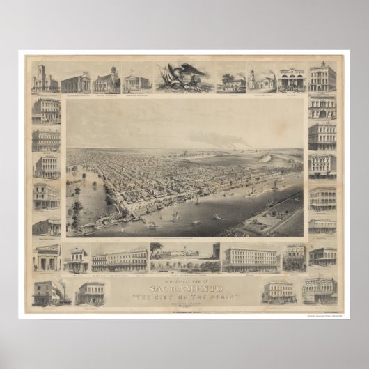 A Birds-Eye View Sacramento, 1857 Poster (Vorne)