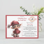 A Birthday From the North Pole | Whimsical Elf Einladung (Stehend Vorderseite)