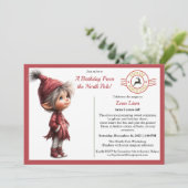 A Birthday From the North Pole | Whimsical Elf  Einladung (Stehend Vorderseite)