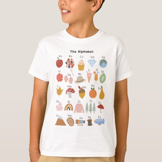 A bis Z Alphabet Kinder T-Shirt (Vorderseite)