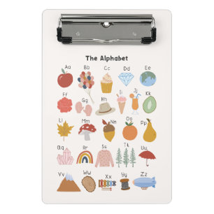 A bis Z Alphabet mit Bildern für Kinder Mini Klemmbrett