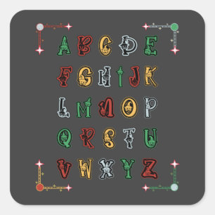 A bis Z Niedliche Halloween-Alphabet-Hauptstadt Bu Quadratischer Aufkleber