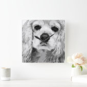 A black and white American cocker spaniel Quadratische Wanduhr (Zuhause)