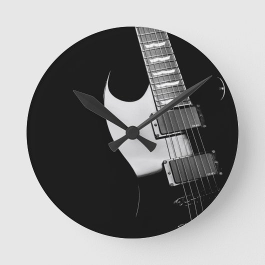 A black Guitar Runde Wanduhr (Vorderseite)